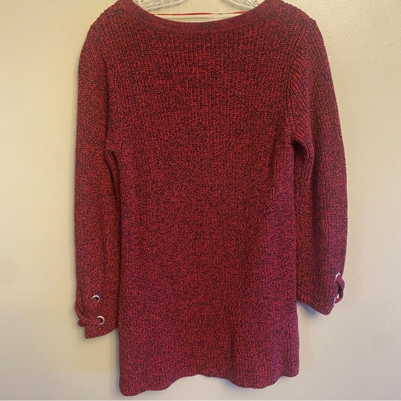 Style & Co. Womens Lace-Up Tunic Sweater Red Medium cotton blend - Picture 7 of 12